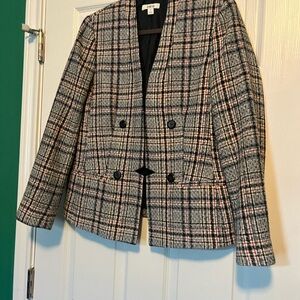 Bar III Black and Pink Plaid Blazer
